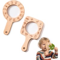Wooden Magnifying Glass for Kids Observe Nature Insects and Leaves Smooth Surface Outdoor Exploration STEM Learning Gift Toys