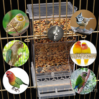 【YY26】Automatic Bird Cage Feeder,Acrylic Transparent Parrot Seed Feeders With Perch Parakeet Food Container Cage Accessories