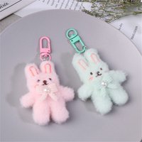 Cartoon Rabbit Plush Keychains for Women Girls, Cute Rabbit Keyring Backpack Key Decor Pendant Hanging Ornament Gift for Friends