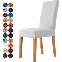 1pc Solid Elastic Chair Cover, Velvet Comfortable Chair Cover, Hotel, Banquet, Wedding Chair Cover