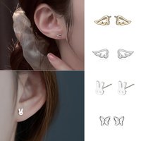1 Pair Fashion Mini Hollow Silver/Golden Color Angel Wings Studs Earrings for Women Simple Cute Ear Piercing Jewely Gifts