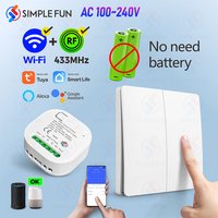 Tuya WiFi 433MHz Smart Light Switch Wireless Panel Kinetic Switch No Battery Required 110V~230V Timing Relay Alexa Google Home