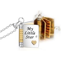 To My Little Star Daughter Book Necklace 6 Pages of Message Openable Book Locket Pendant Necklaces Birthday Gift Girl Jewelry