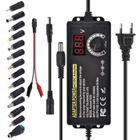Adjustable Power Supply Variable AC-DC Power Adapter Laboratory 3V-24V-3A with US/EU Plug Female Home Appliance Alligator Clip