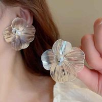 New Big Metal Flowers Stud Earrings for Women Personality Fashion Unique Design Brincos Wedding Jewelry Wholesale Birthday Gift