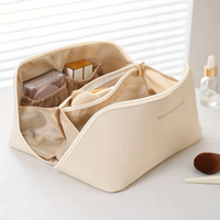 Mode Tragbare PU Leder Große Kapazität Multifunktions Reise Kosmetik Tasche Frauen Badezimmer Toiletten Lagerung Make-Up Fall Werkzeug