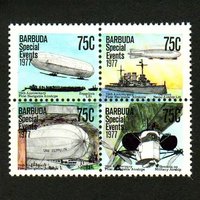 4Pcs/Set New Barbuda Post Stamp 1977 Zeppelin Airship Postage Stamps MNH