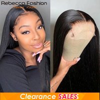 Rebecca 4X4 Straight Lace Front Wig Bone Straight Human Hair For Women Human Lace Wigs Brazilian Lace Wigs Straight Frontal Wigs