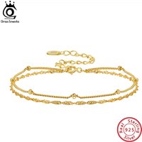 ORSA JEWELS 925 Sterling Silver Women's Bracelet Double Layer Water Ware with Satellite Chain Bracelet Elegance Jewelry SB131