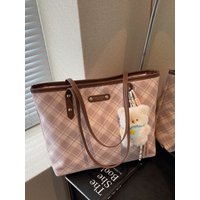Fashionable Retro Plaid Tote Bag Women's New Style Casual Commute Work Underarm Bag Simple Commuter Leisure Work Bag