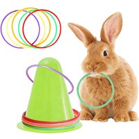 Rabbit Training Ring Toy Rabbit Interactive Toy Bunny Educational Toys with 5 Rings Chew Toy for Small Animals Rabbit Toys