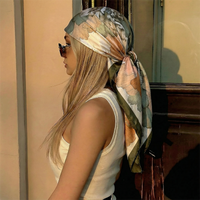 90cm Silk Shawl Square Scarf For Women Print Headband Foulard Satin Hijab Hair Bands Neckerchief Female Head Wraps Bandana