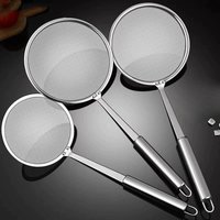 Practical Stainless Steel Fine Mesh Skimmer Ladle Strainer with Strong Handle for Kitchen Use