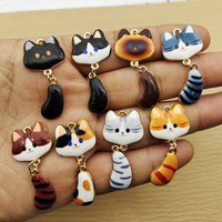 10pcs Cat Charm for Jewelry Accessories Diy Making Earring Bracelet Keychain Pendant Craft Supplies Alloy Metal Gold Plated