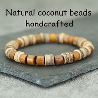 Noter Handcrafted Natural Coconut Beads Wooden Bracelet Unisex 4 Color Options Weightless Comfort Energy Healing Strand Braslet