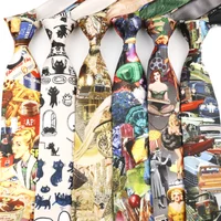 Vintage Art Oil Graffiti Print Tie Soft Touch New Design 8.5cm Imitation Silk Tie Casual Wedding Party Tie Gift Accessories