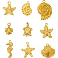 3pcs Stainless Steel Ocean Theme Shell Starfish Turtle Conch Charms for Making Earring Necklace Bracelet DIY Jewelry Accessories