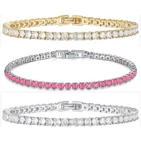 14K Gold Silver Plated 3mm Cubic Zirconia Classic Tennis Bracelet | Gold Bracelets for Women Girls | Size 6.5-7.5 Inch