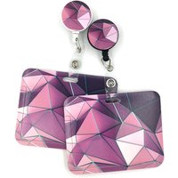 Pink Lattice Pattern Retractable Badge Reel Lanyard ID Business Credit Card Work Card Badge Holder Office Student Clip Holder