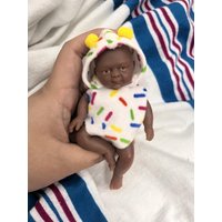 4.5 Inch Mini Reborn Baby Dolls Black Silicone Baby Girl Vivian Christmas/Birthday Baby Doll Gift for Kids