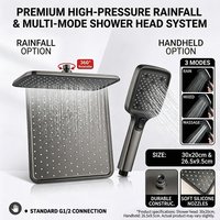 Air Boost High Pressure Large Overhead Rain Shower Head, Supercharge Rainfall, 360° Swivel, Water Saving, Universal Fit