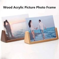 1PCS 7 Inch Solid Wood Photo Picture Frame High Definition Acrylic Table Top Sign Holder Display Stand
