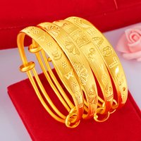 Comfortable Fit Lucky Message Push-Pull Bracelet For Women 24K Gold AU999 | Fits wrist well, comfortable for long wear