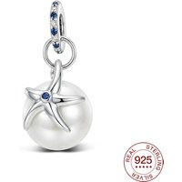925 Sterling Silver Summer Charm Pearl Starfish Pendant Fit Bracelet Diy For Women Elegant Fashion Jewelry Travel Gifts