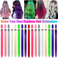 6/12 PCS Hair Extensions Clip, 22in Colored Hair Extensions Party Highlights Long Straight Synthetic Hairpieces for Girls Cospla