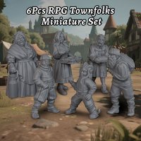 RPG Townfolk Miniatures Set – Fantasy Village NPC Figures for Urban Tavern & Market Scenes, Gift for Game Night Storytelling