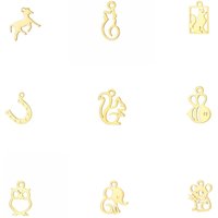 EUEAVAN 5pcs Animal Stainless Steel Charms for Jewelry Making Cat Horse Bee Koala Tiny Charm DIY Necklace Accessories Wholesale