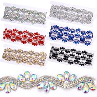 Ducrystal Multicolor Hot Fix Rhinestone Chain Glass Wave Rhinestone Iron on Crystal Trim For DIY Crafts&Clothing Accessories