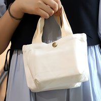 1-Piece White Canvas Mini Tote Bag, Solid Color, Casual and Cute, Reusable Gift Shopping Bag, Suitable for Weddings, Birthdays, Christmas, and Everyday Use