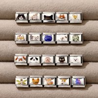 Cute Animal Series Dragonfly Flower Cat Corgi Dog Italian Charm Links Fit 9MM Stainless Steel Bracelet DIY Jewelry Making Gift