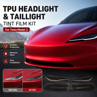 TPU Headlight and Taillight Tint Film Kit for Tesla Model 3, Smoke Black Lens Cover, Easy Installation Car Accessories