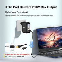 240W GaN Laptop Charger For ASUS ROG Zephyrus G16 G14 GU605 GA403,TUF Gaming A16,ROG Flow Z13 ProArt PX13 P16 260W Power Adapter