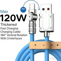120W Fast Charge USB Type C Cable 180 Degree Rotation Elbow Cable for Game for Xiaomi Redmi Honor Phone Charger USB C Cable