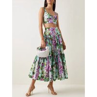 2026 Summer Women's Clothing Retro Print Sexy Tube Top Suspender Top Two-piece Set + High Waist Pleated Loose Skirt Fashion Suit
