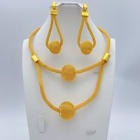 African Bead Jewelry Set For Women Dubai Indian Gold Plated Necklace Earrings Nigeria Bridal Wedding Party Gift Jewellery