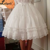 Sweet Lolita Ball Gown Petticoat Short Pettiskirt Puffy Women's Organza Cosplay Petticoat with Lace Trims