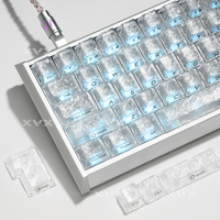 XVX Ice Carbon Fiber Texture Keycaps Side Print Backlit Cherry Profile PBT Transparent Key Caps for Mechanical Keyboards 119 Key
