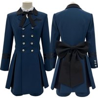 HOLOUN Anime Ciel Phantomhive Cosplay Costume Dark Blue Double-Breasted Coat Shirt Short Daily Wear Cos Convention