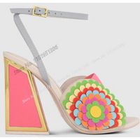 Abesire Mixed Color Strange Style Sandals Square Heel Shoes for Women Open Toe Chunky High Heels Wedding Shoes Zapatillas Mujer