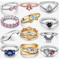 2026 New 925 Silver Love Double layer Rose Wrong Circle Princess Noble Bow Crown Ring Exquisite DIY Charm Jewelry Gift