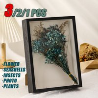 1-3PCS Family Decorative Painting Handmade Diy Dried Flower Frame Cube Hollow Photo Frame Crafts Gifts Home Decoration
