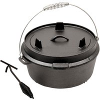 25cm Camp Dutch Oven Pre Seasoned Cast Iron Lid Also a Skillet Casserole Pot with Lid Lifter for Camping Cooking BBQ Baking 4QT