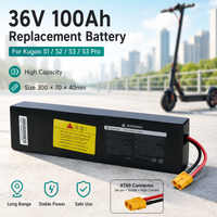 Ersatzakku 36V 100000mAh 324Wh Li-Ionen-Pack für Kugoo S1 S2 S3 Scooter, mit integriertem BMS 10S3P
