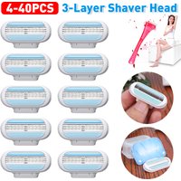 4-40PCS Women Safety Razor Blades Bikini Comfortable Hair Remover 3-Layer Replacement Head Female Shaving Blades for Venus Razor