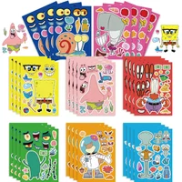 Cartoon SpongeBob Puzzle Stickers Cartoon Sticker Decoration Baby Interaction Children's Educational Toys Party Favors