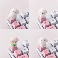 New Plucked Teddy Dog Keycaps DIY Handmade Customized Cross Axis Mechanical Keyboard Keycaps Personalized Creative Keycaps